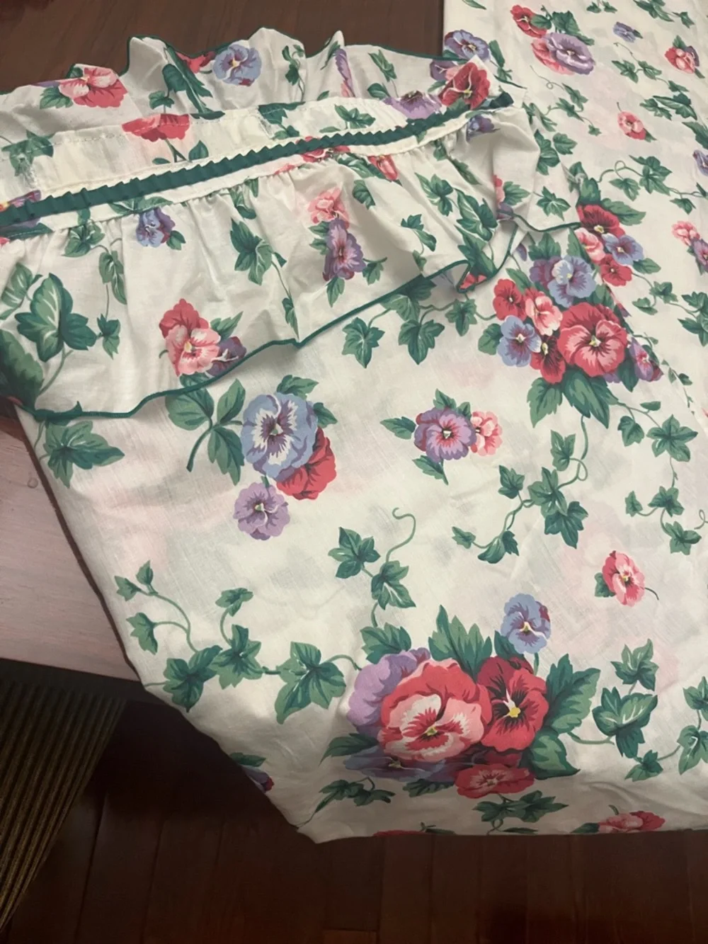 Floral Vintage Shower curtain Panel - Red, Purple & Green Flowers